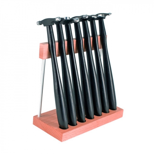 Mini Goldsmith Hammer Set with Wooden Storage Stand